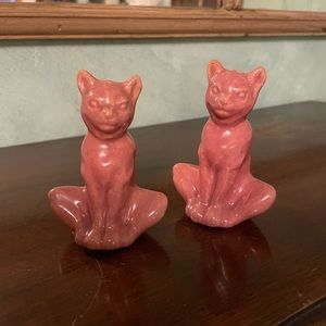 Rosemeade Pink Cats in Yoga Pose Salt and Pepper Shakers North Dakota Pottery
